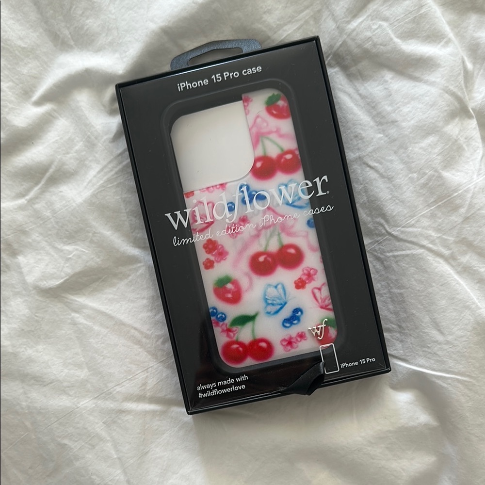 Wildflowers iPhone 15 Pro Case - Cherry and Floral Design